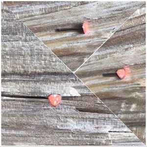 Orange Glitter Opal Heart Nose Ring Stud